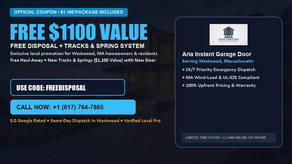 Aria Instant Garage Door FREE Haul-Away & Heavy-Duty Tracks with New Door in Westwood, MA